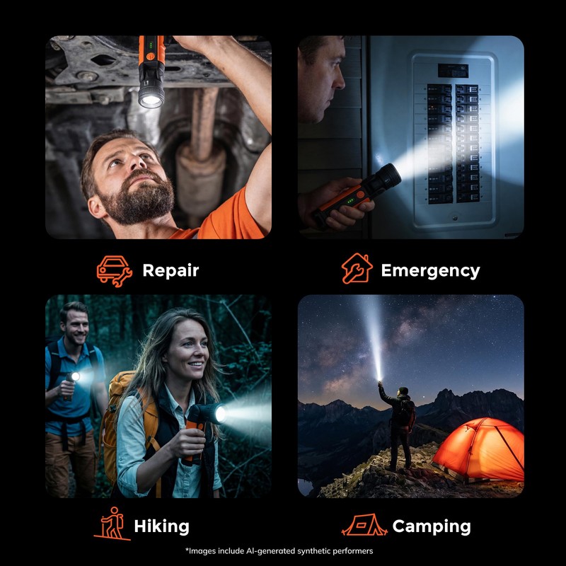 Rechargeable Flashlights High Lumens, LED Flashlight with Zoomable & 180°