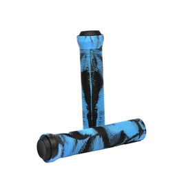 Team Dogz Mixed PU Soft Rubber Flangeless Handlebar Grips For Stunt Scooters, Bikes, MTB, BMX etc With Bung Ends. Long 150mm with 22mm Internal Diameter For Standard & Oversized Bars (Black and Blue)