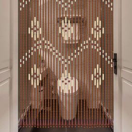 32 Lines Wooden Bead Curtain, Porch Living Room Decor Partition Curtain 35.4W X 68.9H Inch For Porch Bedroom, Living Room, Dining Room, Bathroom, Kitchen, Office, Balcony, Wall Window Decorative