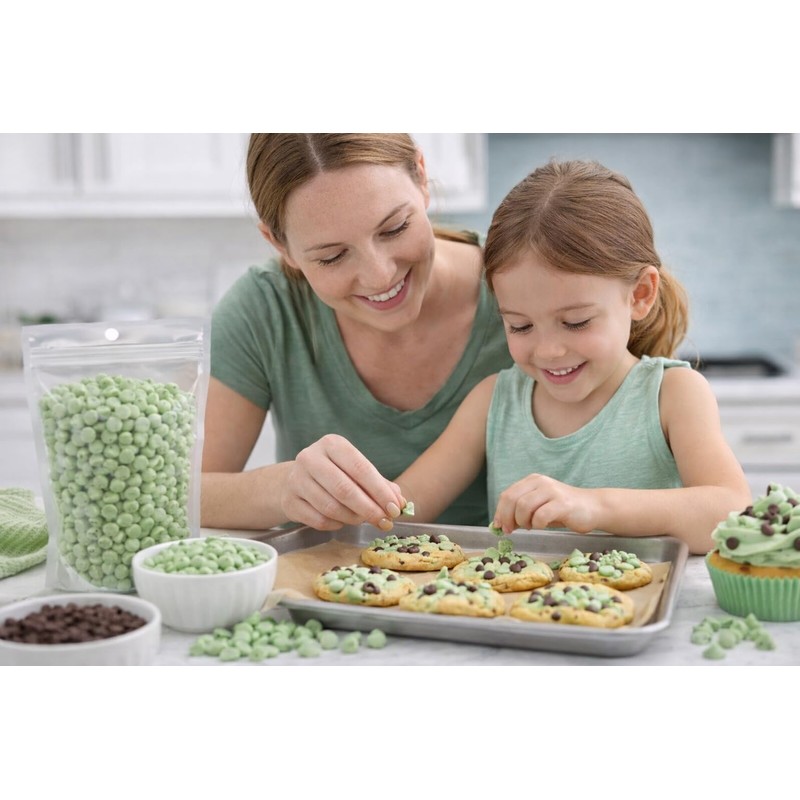 Green Mint Baking Chips – Bulk 1/2 lb Resealable Bag