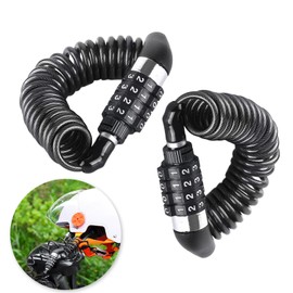 JINXIAN Pack of 2 Zinc Alloy Combination Lock 150 cm / 59 Inches Cable Lock with 4 Digit Bicycle Lock Combination Lock Made of Zinc Alloy Black for Bicycles Luggage Helmets