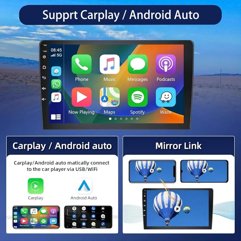 Android 13 Double Din Car Stereo with Carplay/Android Auto fit