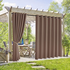 RYB HOME Extra Wide Outdoor Curtains 2 Panels - Blackout Waterproof Privacy Protect Outside Curtains for Patio Gazebo Balcony Lanai Hot Tub Pergola, Wide 105 x Long 84 inches, Mocha