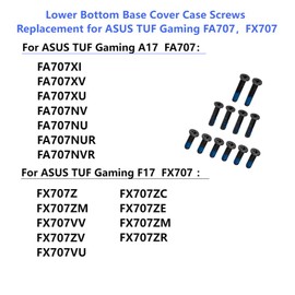 ZAHARA Lower Bottom Base Cover Case Screws Replacement for ASUS TUF Gaming FA707，FX707 FA707XI FA707XV FA707XU FA707NV FA707NU FA707NUR FA707NVR (Set of 2 Long, 4 Medium-Length,6 Short)
