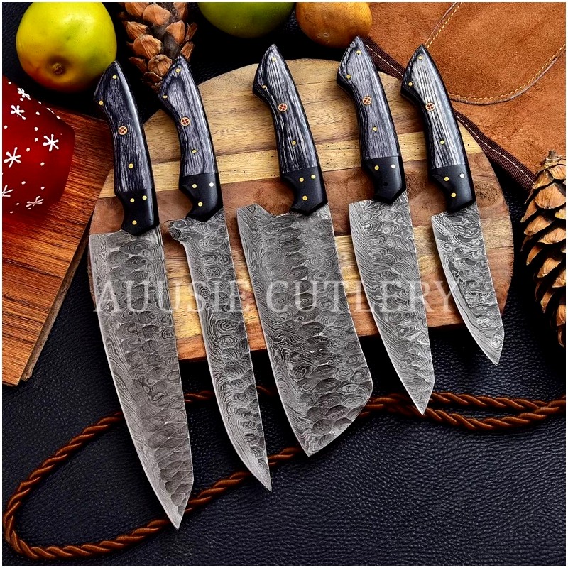 KNIVES SET HANDMADE DAMASCUS STEEL CHEF KNIFE SET KITCHEN KNIVES