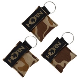 Set of 3 Horn Medical Emergency Resuscitation Wipes in Key Fob, Horn Key, Sand camouflage
