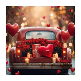 Kate 8x8ft Glitter Lighting Happy Valentine's Day Photography Backdrops Vitage Romantic Pickup Truck Red Rose Sweetheart Photo Studio Background
