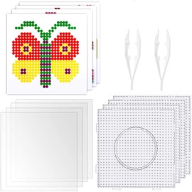 4pcs5mm Large Square Fuse Beads Pegboards Plastic Beads Boards with Ironing Paper, Beads Tweezers for Kids Craft Beads