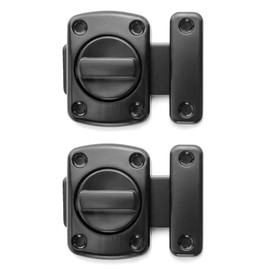 QWORK 2 x Black Stainless Steel Anti-Theft Door Latch Security Latch