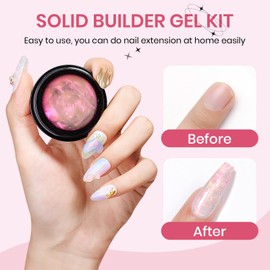 SUPWEE Solid Builder Gel - 14G Solid Builder Gel Non-Stick Hand 3D Gel Nail Art Aurora Sculpture Gel Carved Embossing Hard Gel Glitter Nail Glue for Nail Art DIY Manicure