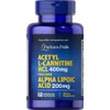 Puritans Pride Acetyl L-Carnitine HCL 400 mg  Alpha Lipoic Acid 200 mg 60 cpsulas - Hecho en USA - Producto Original de Alta Calidad, Entrega Rápida y