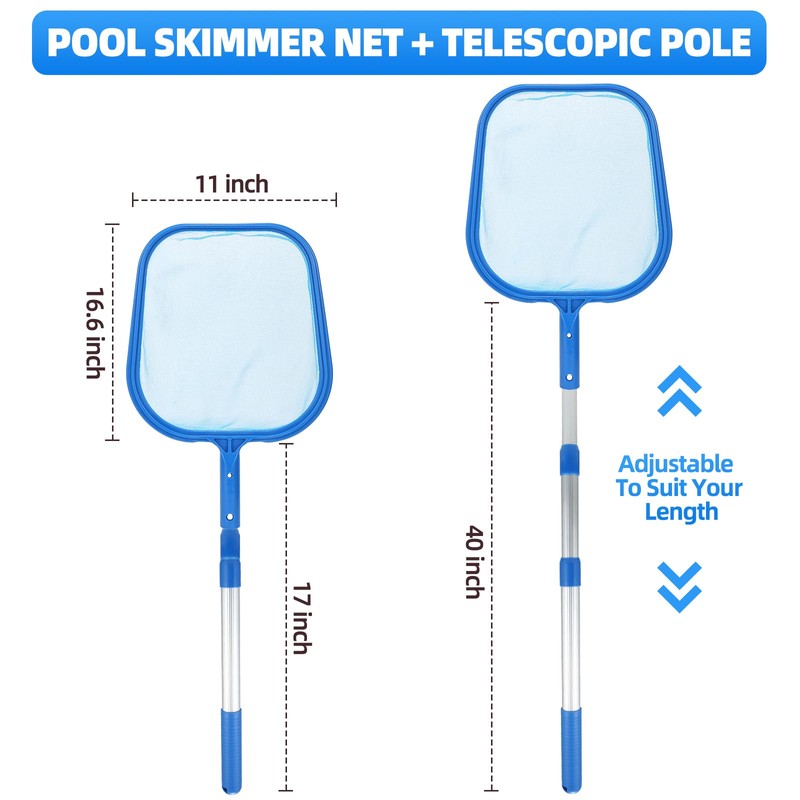 Banax Pool Skimmer Net Handheld, Frame Pool Leaf Collector with