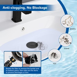 Hibbent Upgraded 3 in 1 Bathroom Sink Drain Strainer, Universal Pop Up Stopper with Removable Stainless Steel Filter Basket Hair Catcher, Sink Plug for 1.1''~2.36'' Basin, Oil-Rubbed Bronze