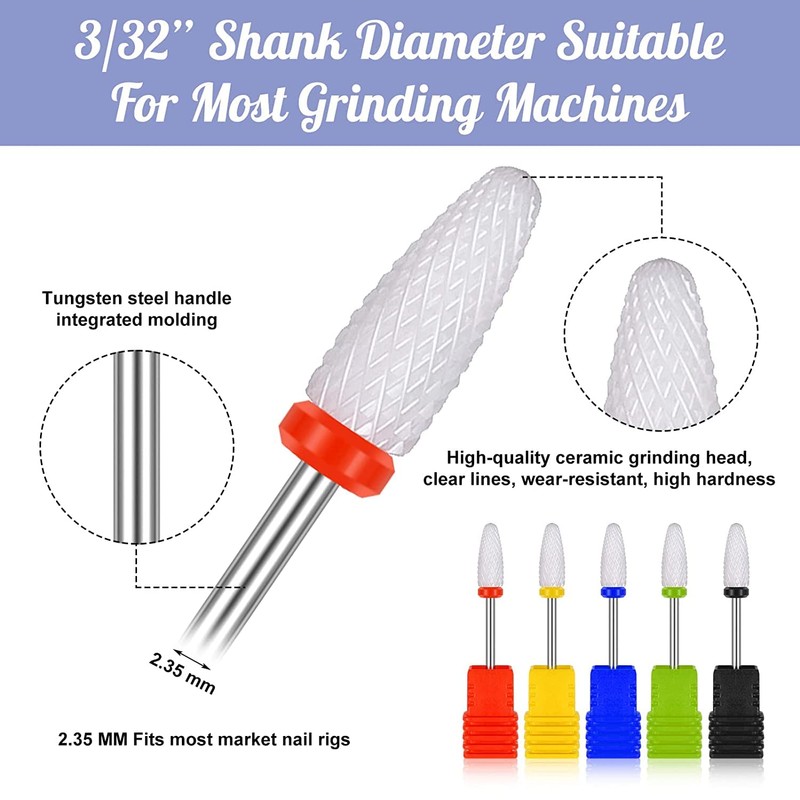 Norhogo 5 Piece Ceramic Nail Drill Set, Electric Nail Cutter
