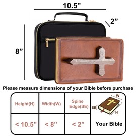 HAWGON Bible Cover for Women - Bible Case for Men,Multi-Functional Carrying Organizer,Large Book Case,Bible Study Supplies with Detachable Pen Slots for Church, Office, Travel(Black)