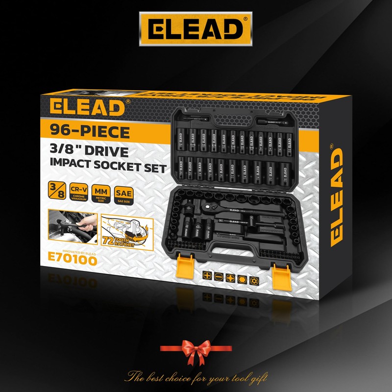 ELEAD 3/8" Drive Impact Socket Set, 96-Piece Deep & Shallow