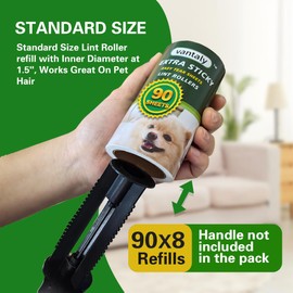 Vantaly Extra Sticky Lint Roller Refills, 8 Pack with 720 Sheets Total, Pet Hair Remover for Clothes, Car, Furniture (720 Refills)
