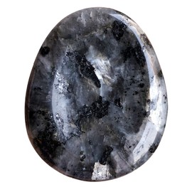 favoramulet Healing Crystal Thumb Worry Stone, Teardrop Carved Palm Pocket Stones for Anxiety Therapy Geometry Chakra Reiki Positive Energy Meditation, Black Labradorite