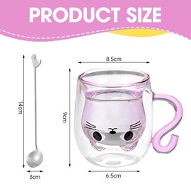 Bvtpoyy Cat Cup, 2D Cat as a Gift for Cat Lovers, 3D Cat Coffee Cup, Good for Tea, Coffee, Milk Drinks and Birthday and Valentine's Day Gifts