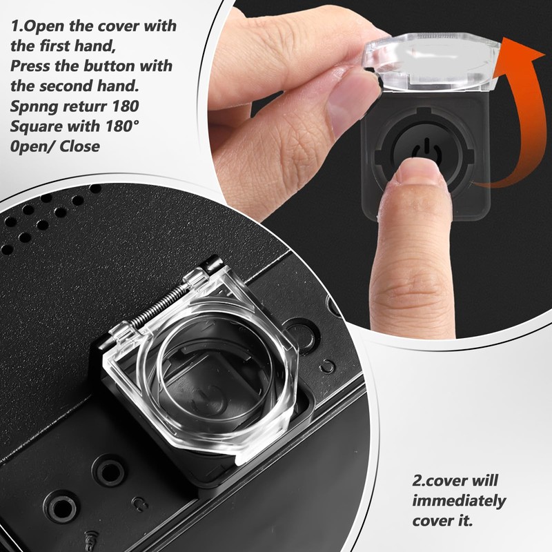 Tyqour 2 Pcs Square Power Button Cover - Waterproof, Dustproof,