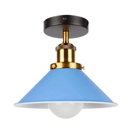DC VOLTAGE Modern Industrial Metal Semi Flush Mount Ceiling Light 22cm Light Shade, E27 Base Lamp Holder for Kitchen Living Room Corridor Hallway Office