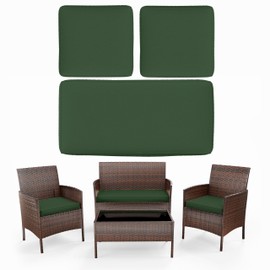 Pakunoda 3 Pack Outdoor Replacement Cushions, Fit for 4-Seater Wicker Rattan Patio Conversation Set, 36x18x3,18x18x3, Liner & Cover