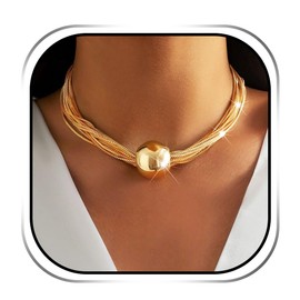 Sixexey Chunky Gold Choker Necklaces Statement Chain Necklace Big Bib Ball Pendant Necklace Jewelry for Women