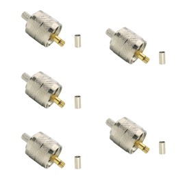 Digital Connections Inc 5-Pack, UHF PL-259 Male Crimp Type 50-ohm RF Connectors for RG8X, LMR240 Cable.