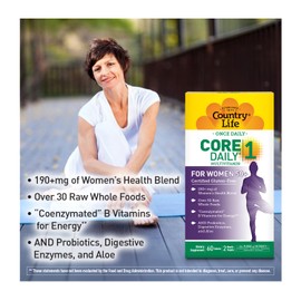 Country Life CORE Daily-1 for Women 50+ Multivitamin - Formulated for Women Over 50, Complete Daily Nutrition with Women's Health Blend, Coenzymated B Vitamins, Probiotics, and Digestive Enzymes