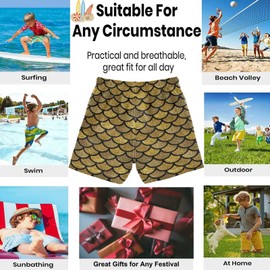 visesunny Gold Mermaid Scale Swim Trunks Boys Toddler Bathing Suits for Kids Swimwear Baby Boy Swimsuit Boys Swim Shorts