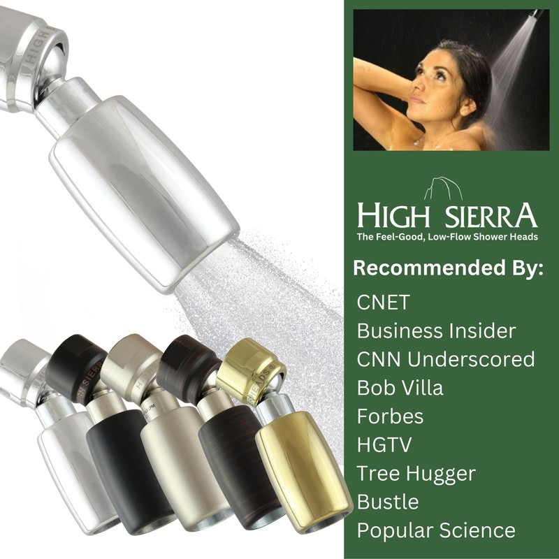High Sierra Showerheads® - Solid Metal 1.25 GPM High Efficiency,