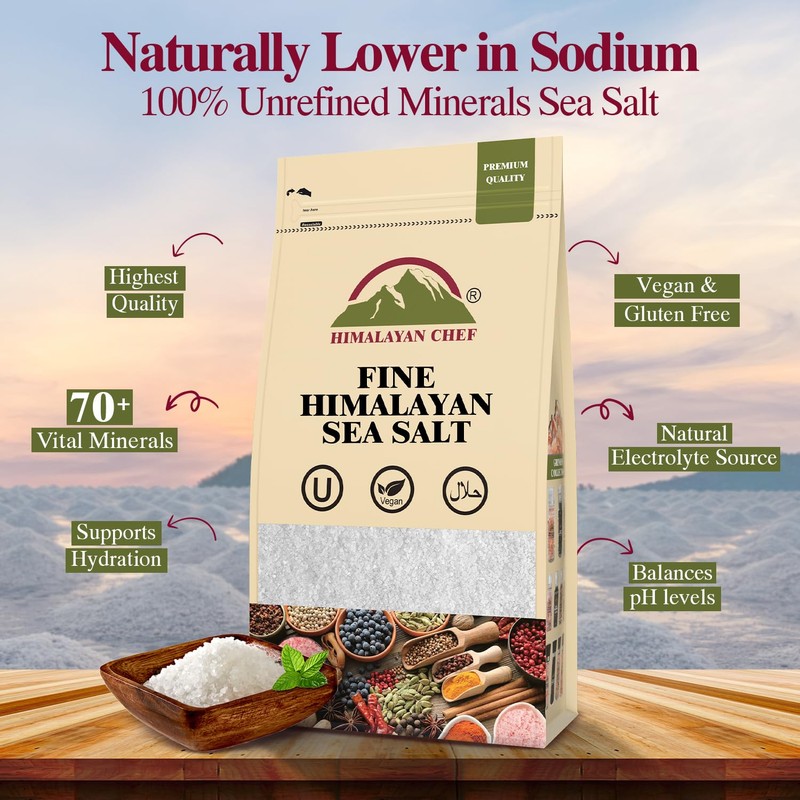 Himalayan Chef Sea Salt, All-Natural Fine Grain, 48-ounce sea Salt