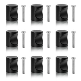 Dreamark Pack of 9 Cabinet Knobs, Cylindrical Black, Drawer Knobs, Modern, Metal Furniture Handles and Door Knobs, Drawer Handles with Screws, Perfect for Dressers, Drawers and Cabinets