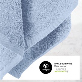 Pack of 2 Terry Bath Towels Set 70 x 140 cm 100% Cotton 2 x Bath Towels Smoke Blue