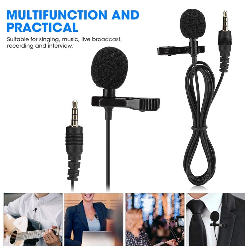 ASHATA -Plug Lavalier Microphone Clip On Omnidirectional 3.5mm Jack Condenser