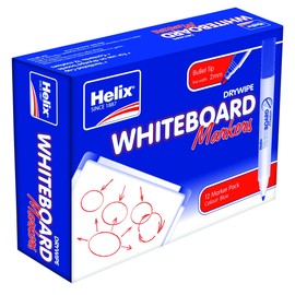 Helix Whiteboard Dry Wipe Marker Pens Bullet Tip x12 (Blue)