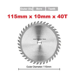 MiJunHD TCT Circular Saw Blade,115mm x 10mm x 40T (Outer Dia x Bore x Teeth) Carbide Cutting Saw Disc Suitable for Wood Plastic (1Piece)