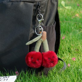 Apricot Lamb Cherry fruit Cute Keychain, Soft Stuffed Plush Keychain Toys for Kids' Backpack Purse, Red 3.9 Inches