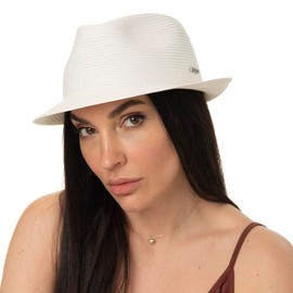 Stetson Plain Toyo Trilby Strohhut - Unifarbener Hut - Klassischer Look - Sommerhut mit UV-Schutz 40+ - Für Damen und Herren - Frühjahr/Sommer weiß XL (60-61 cm)
