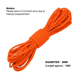 1/8" Bungee Shock Cords,32 Feet Elastic Nylon Cords Kayak Stretch String Rope for Bikes,Tie Downs,Boating,Camping,Cars,Fitness and Outdoor Enthusiasts (1/8 inch x 32 Ft, Orange)
