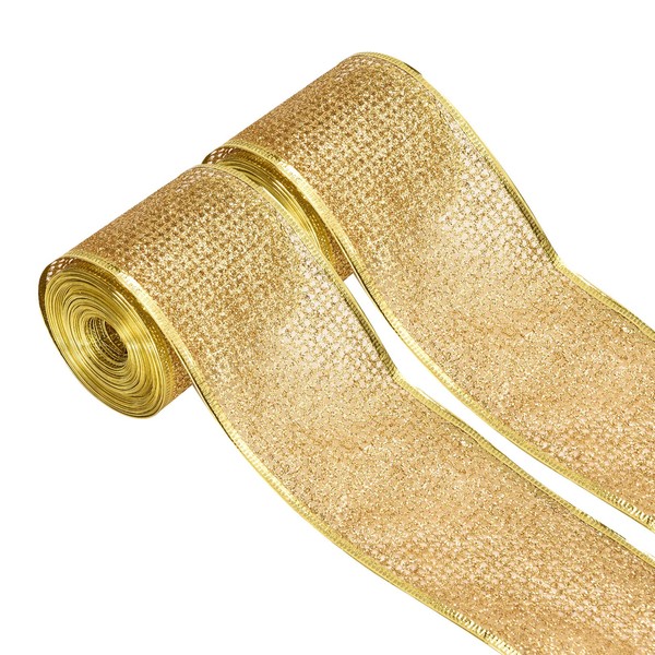 Christmas Metallic Glitter Ribbon for Gift Wrapping Christmas Tree Wreath