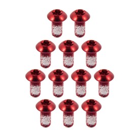 Chooee Bicycle Bolts, Set of 12 Coloured Brake Disc Screws Aluminium Alloy Screw M5 x 10 mm, Red