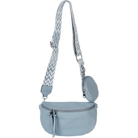 styleBREAKER 02012396 Women’s Half Moon Crossbody Shoulder Bag Set, 2 Pieces, Shoulder Strap with Zigzag Diamond Pattern, lightblue
