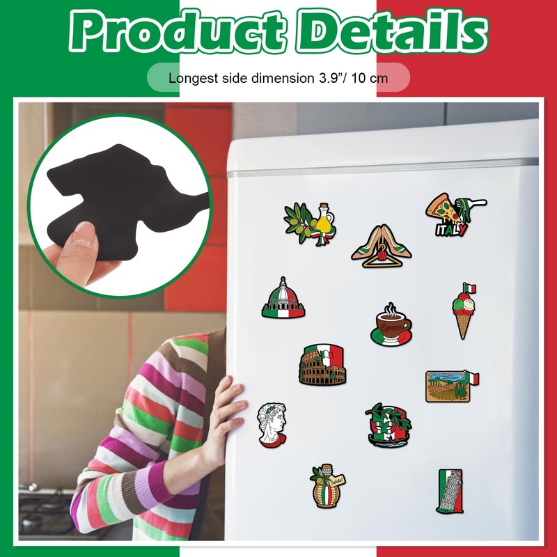 Italian Fridge Magnets 12 Pack Italy Souvenirs PVC Refrigerator Magnets
