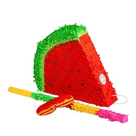 Fax Potato Watermelon Cardboard Pinata, Stick and Blindfold Set - Fill Your Own Kids Party Accessory Decoration - W42cm x D9cm x H36cm