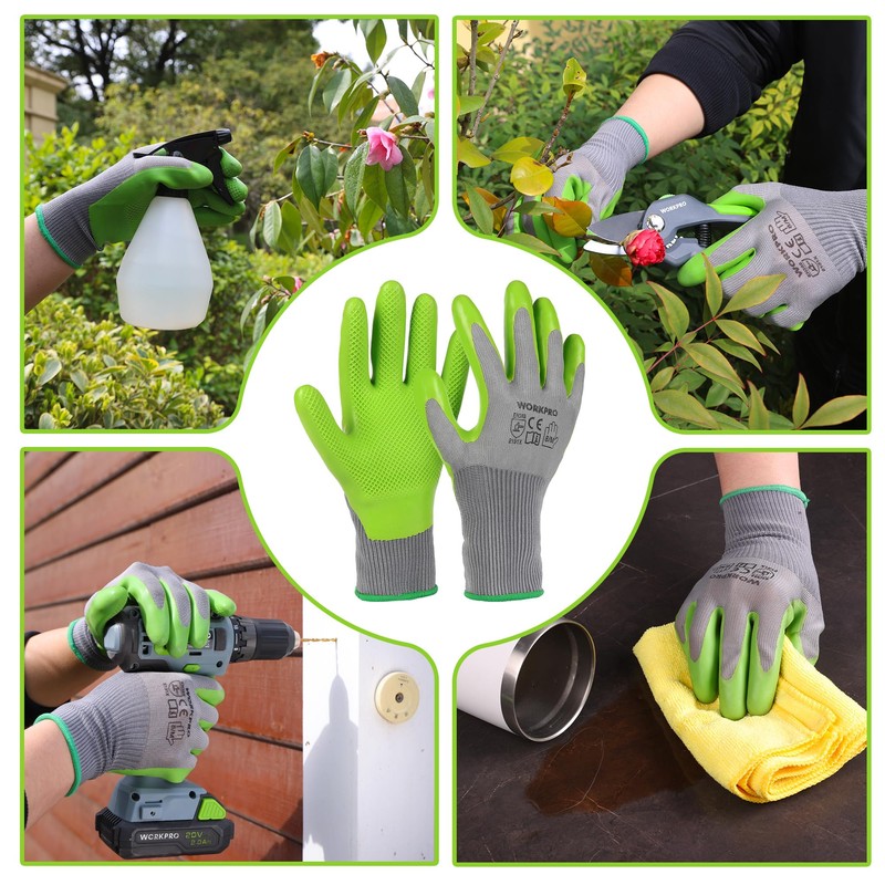 WORKPRO Gardening Gloves, 6 Pairs Breathable and Non-Slip Gloves, Versatile