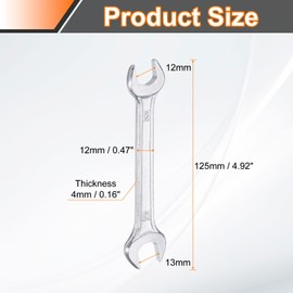 HARFINGTON 2pcs Double Open End Wrench 12mm x 13mm Metric 15 Degree Offset Angle Small Flat Head Wrench Galvanizing Open Ended Spanner for Automotive Repair Furniture Assembly