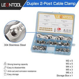LEONTOOL 19 Pcs Poly Rope Connector Clamp 304 Stainless Steel Duplex Wire Rope Clip Cable Clamp for Electric Wire Fences Connection