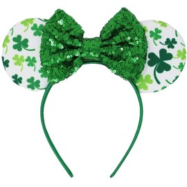 Hofar St. Patrick's Day Headband for Women Green Shamrock Headband Embellished Beer Headband Celebration Party Hairbands, Lucky bow B