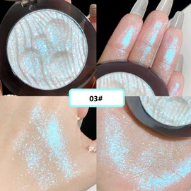 KARLOR Makeup Highlighter Palette, Glitter Eyes Face Highlighter Powder Eyeshadow Shimmer Diamond Highlight Makeup Radiant Pearlescent Highly Pigmented (03#, Highlighter)